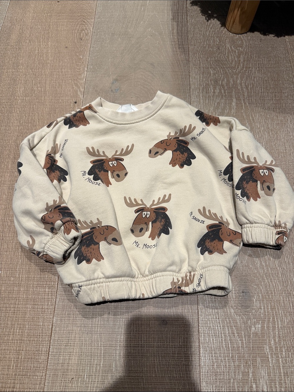 H&M Cream Sweatshirt with Brown Moose Print